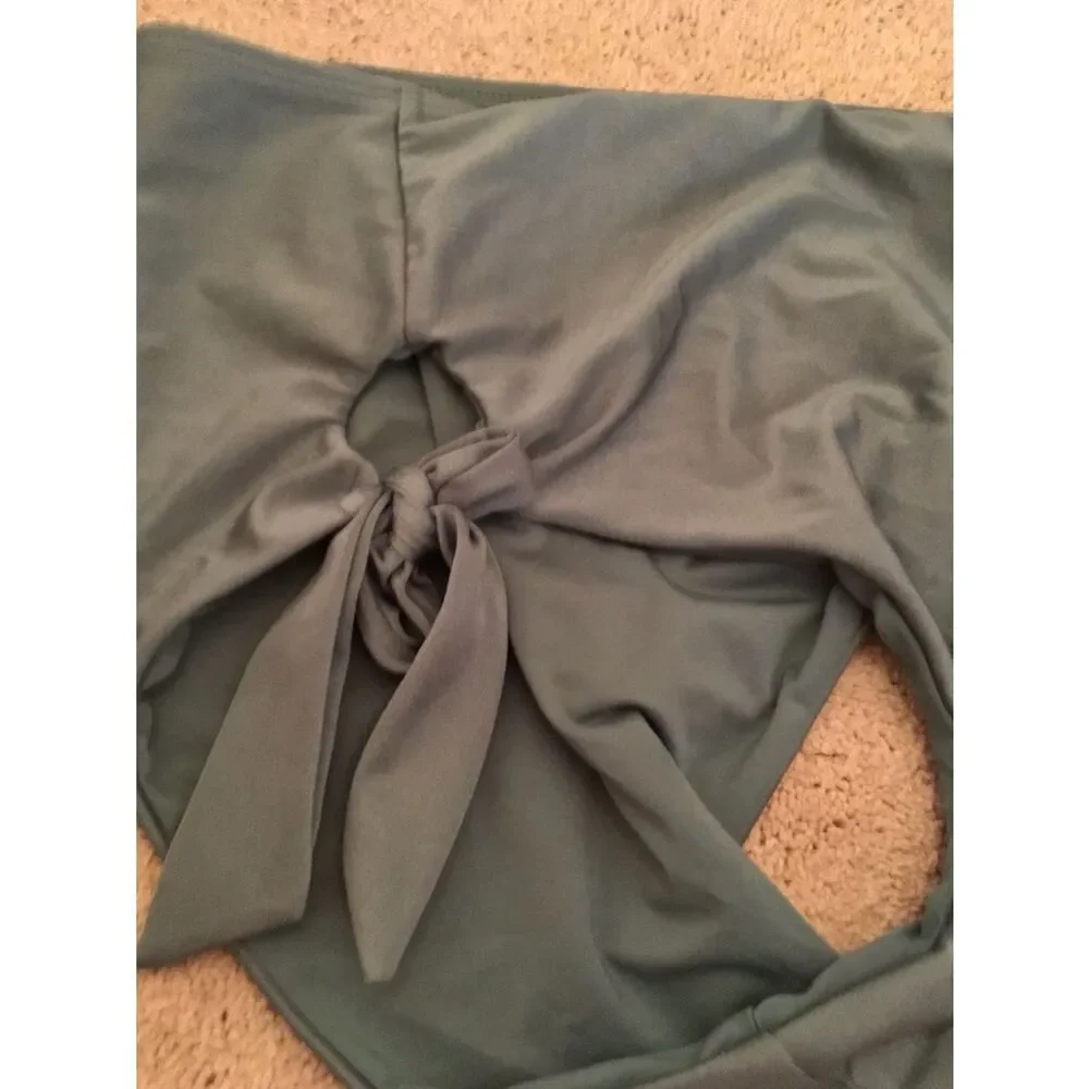 Chelsea & Violet High-Waist Side-Tie Bikini Bottom - Sage Green